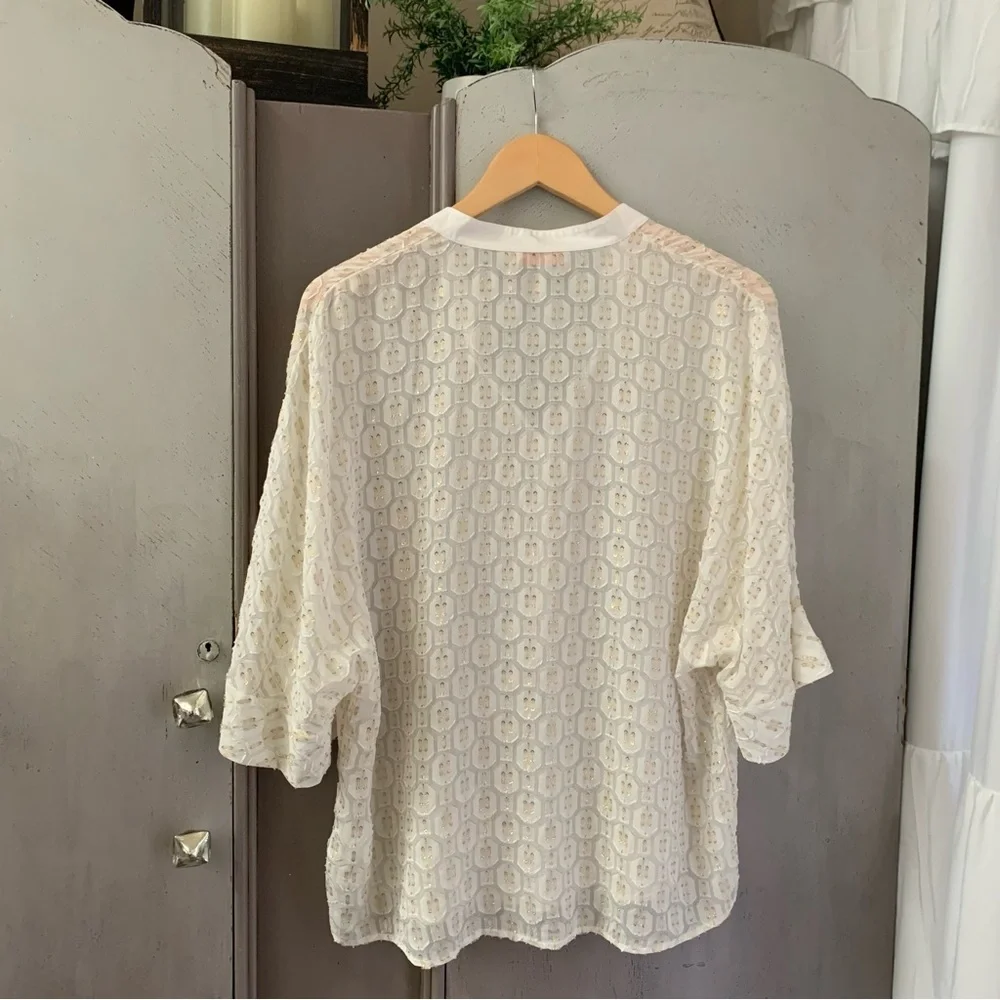 Tory Burch Tessa Metallic Detailed Top Blouse